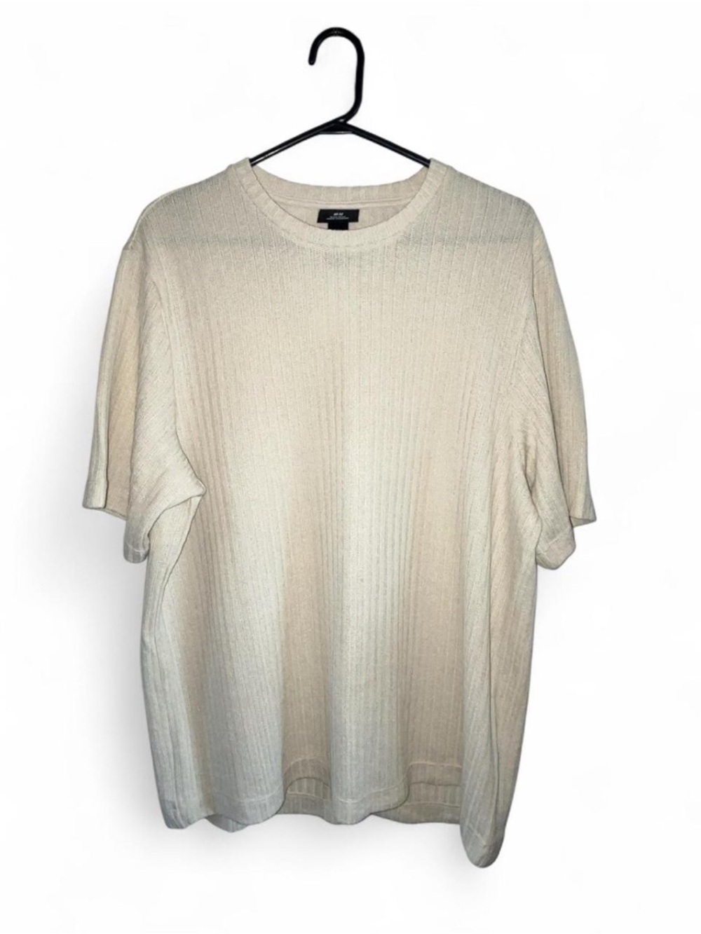 H&M Cream Short Sleeve Ribbed Knit Tee